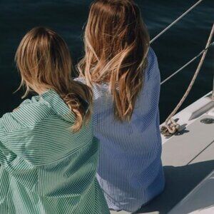 Daily Drills Poplin Boxer + Button Down Set in Blue - XS/S